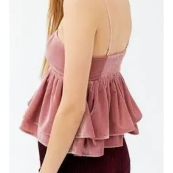 Blush Pink Velvet Regency Renaissance Victorian Coquette Tiered Ruffle Top Small - Picture 2 of 13